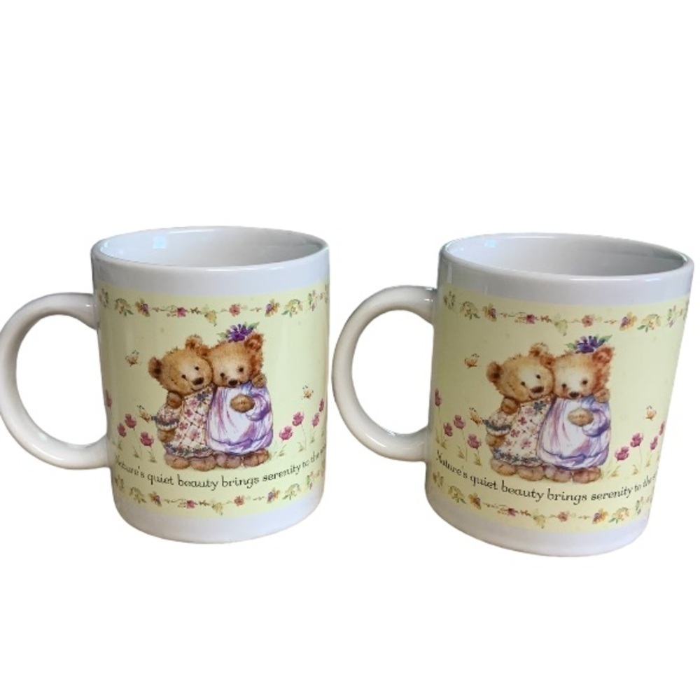 B🌺VINTAGE 80’s GOURMET GIFT HOUSTON HARVEST HALLMARK CERAMIC BEARS MUGS SET